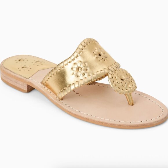 Jack Rogers Gold Classic Leather Sandals - Size 7.5 - Picture 1 of 4